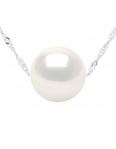 Collier Chaîne avec Perle de Culture Ronde 10 mm en Argent 925 - JADE
