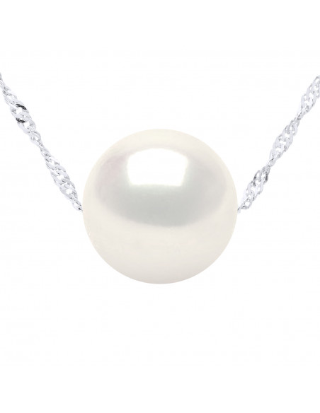 Collier Chaîne avec Perle de Culture Ronde 10 mm en Argent 925 - JADE