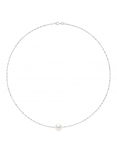 Collier Chaîne avec Perle de Culture Ronde 10 mm en Argent 925 - JADE