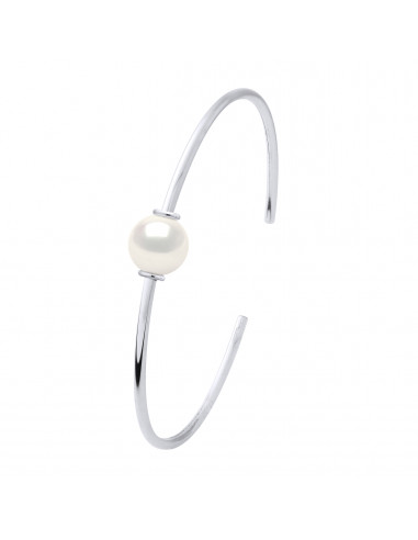 Bracelet Jonc Perle de Culture Ronde 9 mm en Argent 925 - CAMILLE
