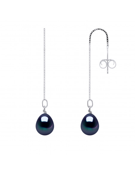 Boucles d'Oreilles Pendantes Perles de Culture Poires 7 mm en Argent 925 - MARIANA
