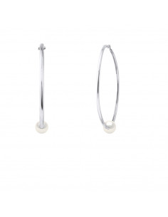 Boucles d'Oreilles Créoles Perles de Culture Rondes 10 mm - 4 Coloris - Argent 925 - HERA