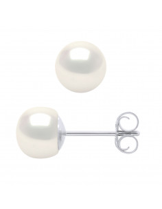 Boucles d'Oreilles Perles de Culture 6-7 mm - 6 Coloris Disponibles - Argent 925 - MARINE