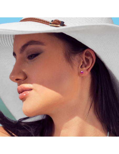 Boucles d'Oreilles Perles de Culture 6-7 mm - 6 Coloris Disponibles - Argent 925 - MARINE