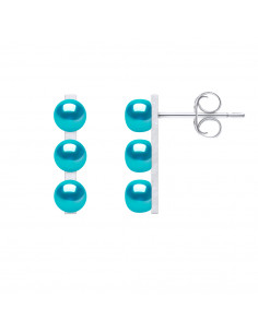 Trilogy 3 Earrings Culture Beads - 6 Colors - Silver 925 - Sarah