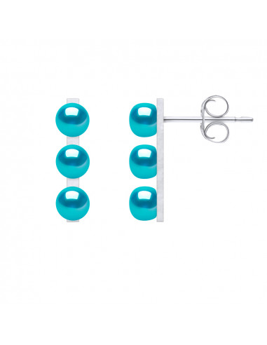 Boucles d'Oreilles Trilogy 3 Perles de Culture - 6 Coloris - Argent 925 - SARAH