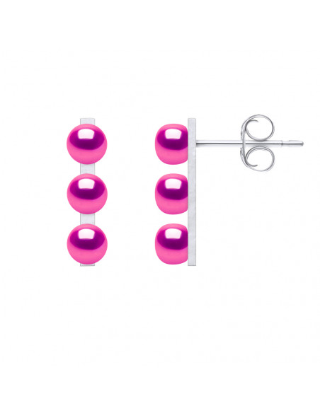 Boucles d'Oreilles Trilogy 3 Perles de Culture - 6 Coloris - Argent 925 - SARAH