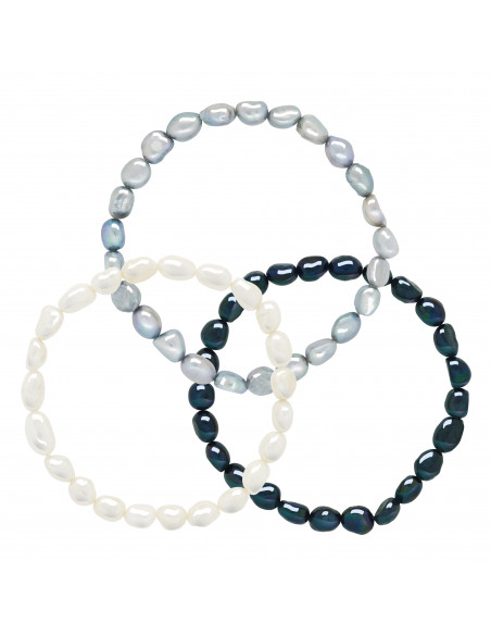 Bracelets Trio Perles de Culture Baroques 6-7 mm - ROSA