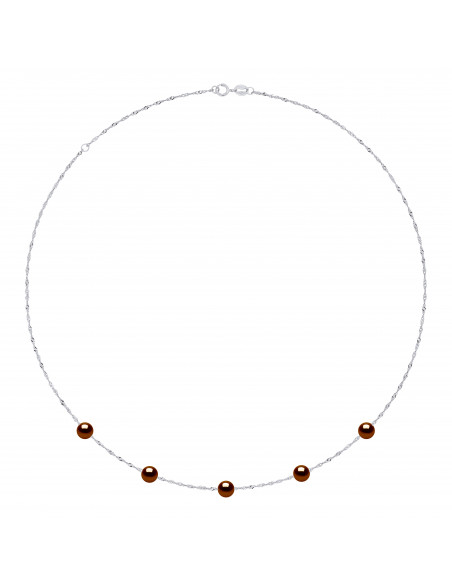 Collar de oro amarillo Malla Singapur y Real Pearl of Tahiti