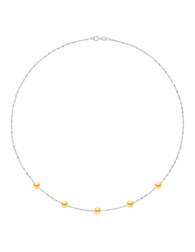 Collier Or Jaune Maille Singapour et Véritable Perle de Tahiti