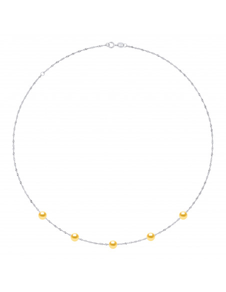 Collier Or Jaune Maille Singapour et Véritable Perle de Tahiti