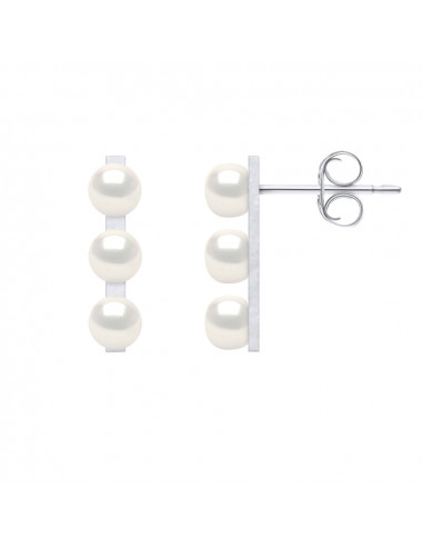 Boucles d'Oreilles Trilogy 3 Perles de Culture - 6 Coloris - Argent 925 - SARAH