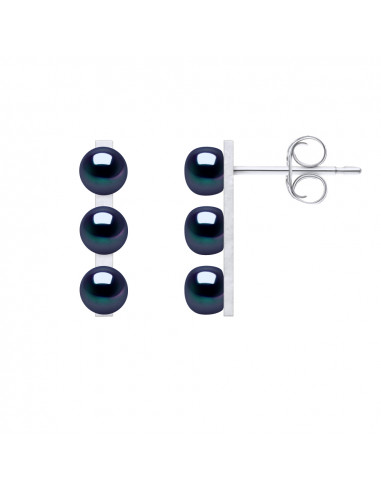 Boucles d'Oreilles Trilogy 3 Perles de Culture - 6 Coloris - Argent 925 - SARAH