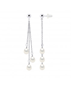 Pendientes colgantes 6 cuentas de cultura - 4 colores disponibles - plata 925 - Lise