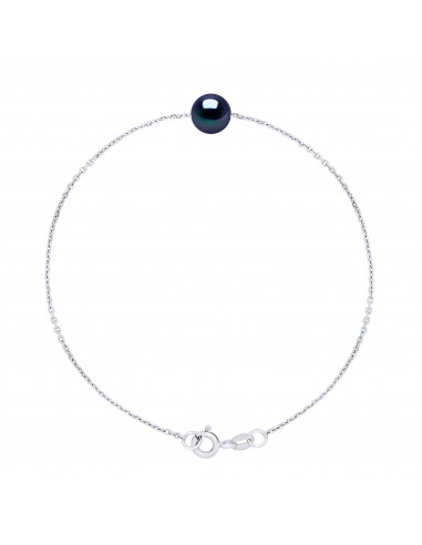 Bracelet Chaîne Perle de Culture Ronde 7 mm en Argent 925 - 6 Coloris - ROMY