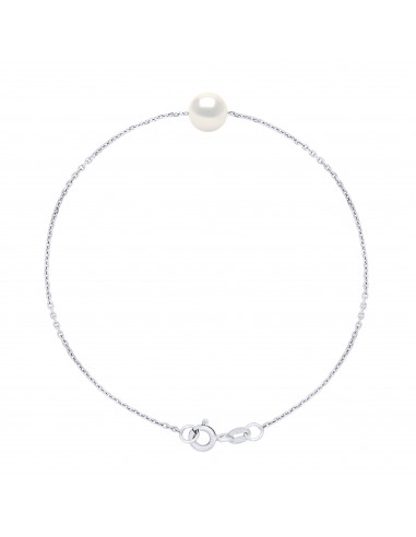 Bracelet Chaîne Perle de Culture Ronde 7 mm en Argent 925 - 6 Coloris - ROMY