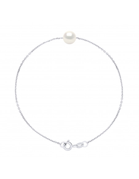 Bracelet Chaîne Perle de Culture Ronde 7 mm en Argent 925 - 6 Coloris - ROMY