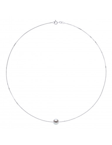 Collier Chaine Perle de Culture Ronde 8 mm en Argent 925 - 5 Coloris - ROMY