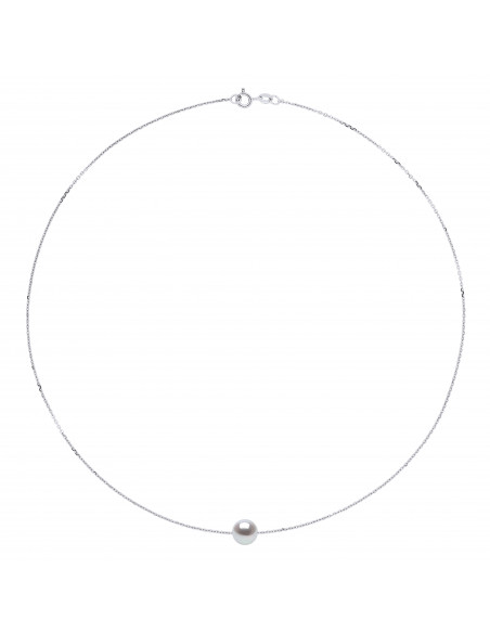 Collier Chaine Perle de Culture Ronde 8 mm en Argent 925 - 5 Coloris - ROMY