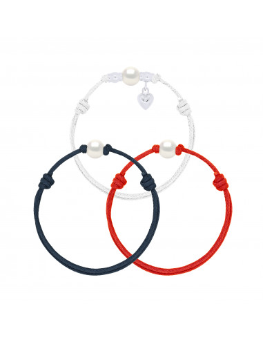 3 bracciali Link & Silver 925 millesimo - Cultura d'acqua dolce perla -Smuffazione perle reali del Pacifico