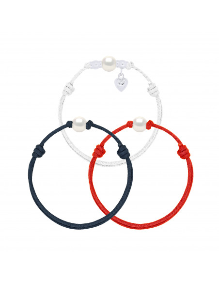 3 Armbänder Link & Silber 925 Tausendstel - Süßwasserkultur Pearl -Matustore Royal Perlen des Pazifiks