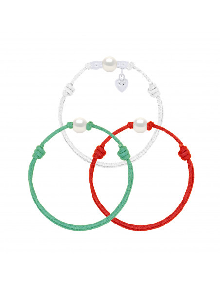 3 bracciali Link & Silver 925 millesimo - Cultura d'acqua dolce perla -Smuffazione perle reali del Pacifico