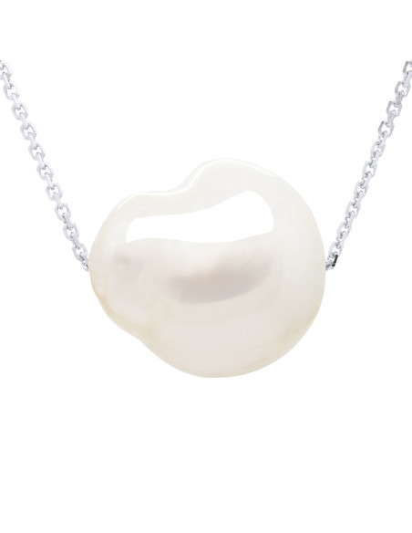 Collier Chaîne Forçat en Argent 925 avec Perle Baroque 11 mm - LOU
