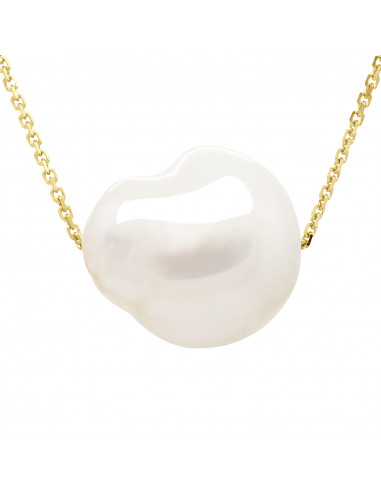 Collier Chaîne en Or  avec Perle Baroque 11-12 mm - ALEXIA