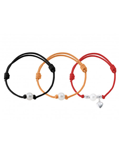 3 Armbänder Link & Silber 925 Tausendstel - Süßwasserkultur Pearl -Matustore Royal Perlen des Pazifiks