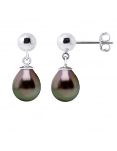 Boucles d'Oreilles Pendantes en Argent 925 et Perles de Tahiti Poires 8 mm - MATARAM