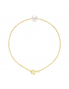 Yellow gold or white gold bracelet - 8 mm round culture pearl -