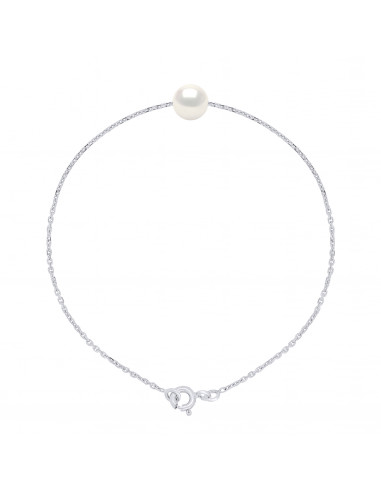 Yellow gold or white gold bracelet - 8 mm round culture pearl -