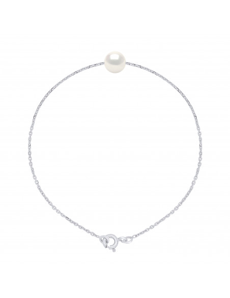 Yellow gold or white gold bracelet - 8 mm round culture pearl -