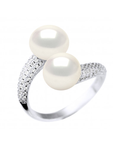 Full tower ring 3 rows of true pearls