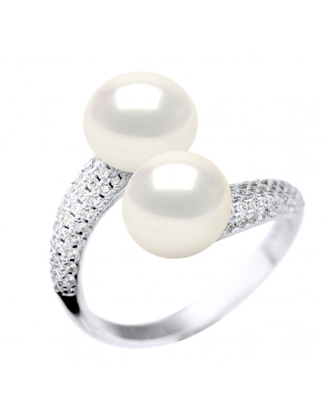 Full tower ring 3 rows of true pearls