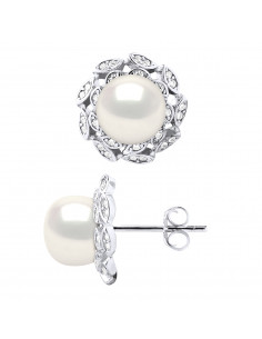 Boucles d'Oreilles Perles de Culture et Oxydes de Zirconium - 2 Coloris - Argent 925 - SABRINA