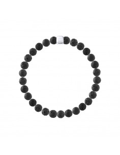 Bracelet de Protection en Pierre de Lave Naturelle - Argent 925 - THASOS