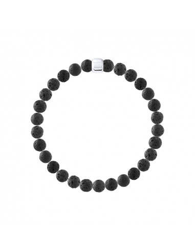 Bracelet de Protection en Pierre de Lave Naturelle - Argent 925 - THASOS