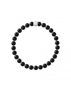 Bracelet de Protection en Agate Noire Matte - Argent 925 - THASOS