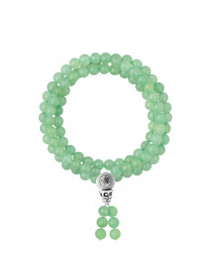Braccialetto triplo di meditazione avventurina - chiusura tibetana - Argento 925 - Yuna