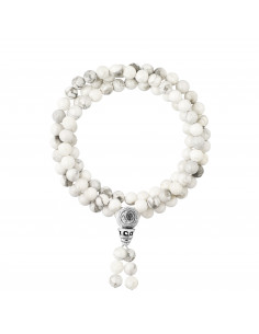 Bracelet de Méditation Triple Rang en Howlite Blanche - Fermoir Tibétain  - Argent 925  - YUNA