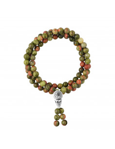 Bracelet de Méditation Triple Rang en Unakite - Fermoir Tibétain  - Argent 925  - YUNA