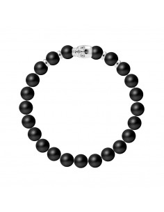 Pulsera Cabeza de Muerte en Mate de ágata negra - Plata 925 - Chamán