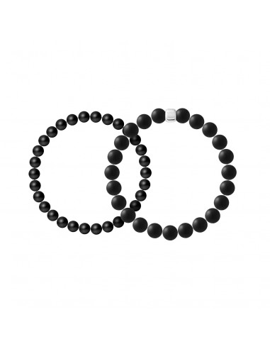 Bracelets Duo en Agate Noire Matte - Argent 925 - ZEN