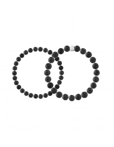 Bracelets Duo en Pierre de Lave Naturelle - Argent 925 - ZEN