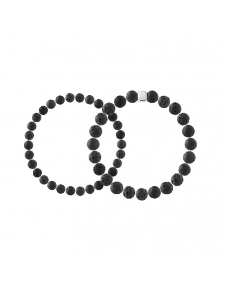 Bracelets Duo en Pierre de Lave Naturelle - Argent 925 - ZEN