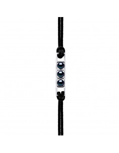 Bracelet Lien Ajustable 3 Perles de Culture Noires - Argent 925 - UNKURU