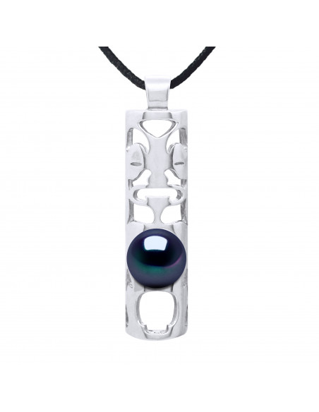 Collar Tikki Felicidad Felicidad Pearl Negro Cultura - Plata 925 - Iguru
