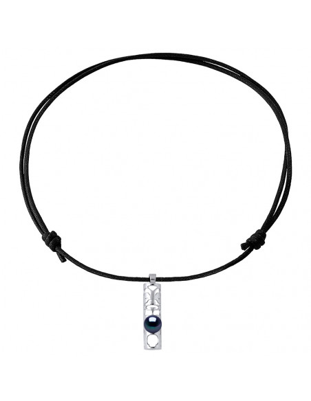 Collar Tikki Felicidad Felicidad Pearl Negro Cultura - Plata 925 - Iguru