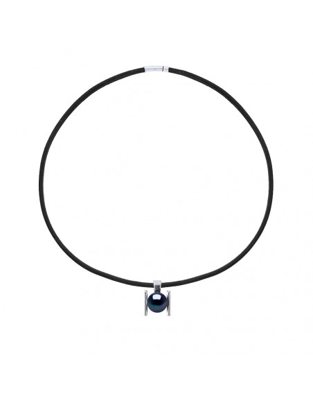 Collier Perle de Culture Noire en Néoprène - Argent 925 - MAUNA LOA